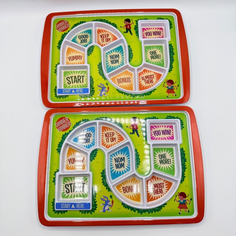 Pair of Fred Dinner Winner Tray Children Lunch Board Game Kids Dinner Meal Plate